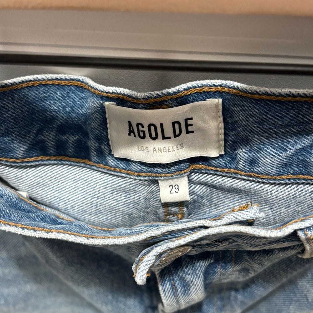 Agolde Stella Light Blue Jean Shorts - Picture 7 of 8